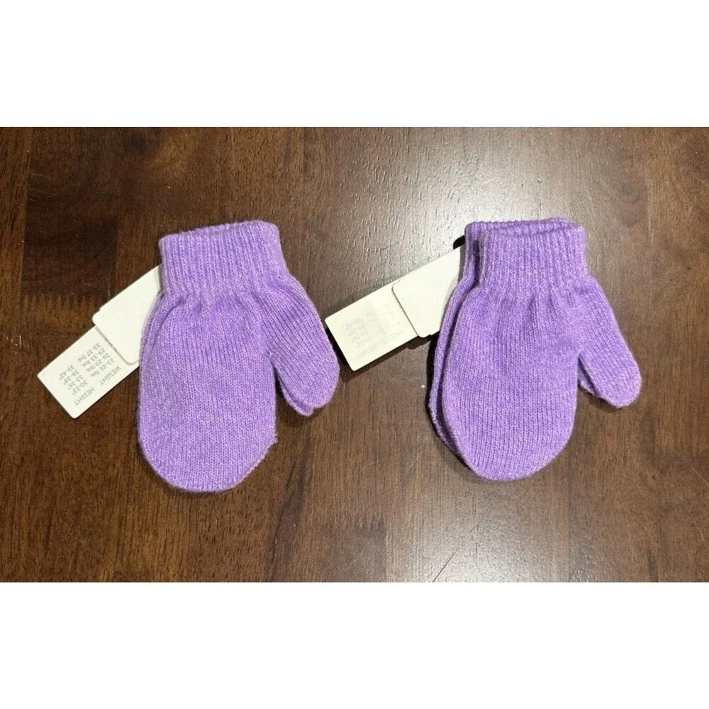 Miniwear Girls size 2T-4T purple mittens - 2 pairs